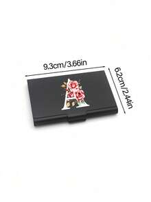 Thick Aluminum Alloy Postcard Box With Red Flowers And White Letters A-Z Printed On It,Thick Aluminum Alloy Postcard Box, Large Capacity Unisex Card Case | Custom Initial Gift For Friends, Colleagues, Boss, Boyfriend, Girlfriend | Travel Essential - Multicolor - View 9