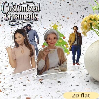 1pc Customized 2D Acrylic Figurine, 12cm Decor + Base, Personalized Photo Decoration, Customized Design For Office & Home