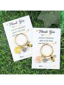 1个蜜蜂主题感谢钥匙扣，蜜蜂图案教师节贺卡，适合作为生日、婚礼、教师节和毕业礼物，带有拥抱图案和蜜蜂设计，返校季汽车装饰挂件，可爱哥特式Y2K风格 - 彩色 - 查看 10