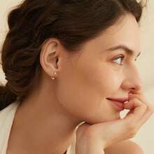 1件/3件/5件装不锈钢C形锆石耳钉，金色螺丝耳夹耳环，适合女性日常、派对、酒吧装扮、情人节礼物 - 金色 - 查看 5