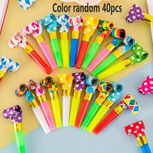 30/40/50 piezas Rollos de papel higiénico inflables creativos y divertidos, suministros y juguetes para fiestas, silbatos de dragón para cumpleaños, juegos educativos interesantes - Estilo de lunares - Ver 8
