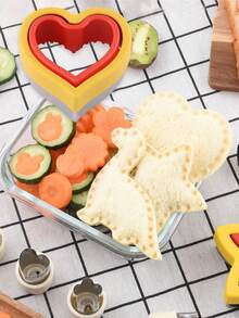 Bộ 1 khuôn cắt và dán bánh mì bằng thép không gỉ, khuôn làm bánh mì kẹp bỏ túi, khuôn tạo hình bánh mì kẹp mứt, khuôn cắt bánh quy hình gấu dễ thương, khủng long, trái tim, tròn, vuông, ngôi sao. - xanh + vàng - Xem 7