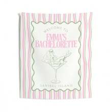 1PC Custom Bachelorette Banner Personalized Bachelorette Party Tapestry Bridal Shower Backdrop Bride Party Sign Social Club Bachelorette Decor - White - View 2