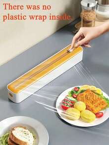 Multi-Functional Kitchen Cling Wrap Cutter, Can Cut Plastic Film, Sharp Blade Can Cut Aluminum Foil, Comes With Non-Slip Storage Box, Can Be Fixed On Desk And Wall - Multicolor - View 3