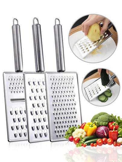 1pc/3pcs Square Stainless Steel Multifunctional Slicer,Vegetable Shredder,Radish Slicer,Potato Slicer,Vegetable Slicer,Lemon Slicer,Cheese Grinder,Cheese Slicer