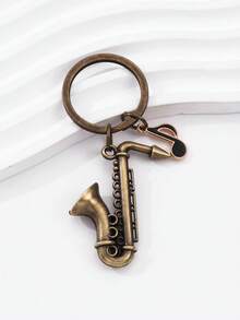 1pc Unique Mini Saxophone Metal Music Note Keychain, Wholesale Small Gift - Multicolor - View 3