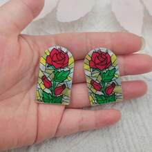 10pcs Rustic Style Black Theme Acrylic Arch Flower Pattern Pendants - 10 - View 3