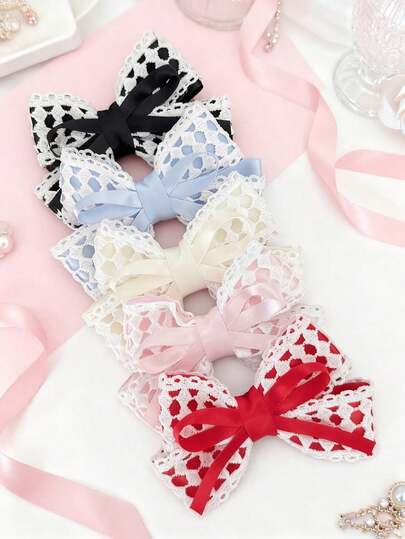1个镂空蕾丝大蝴蝶结发夹，甜美可爱头饰，时尚女士发饰
