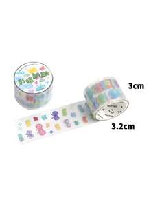 1 Roll Of Die-Cut PET Tape, Korean Style Hand-Painted Scrapbooking DIY Decor, Colorful Confetti Series, Suitable For Gifts, Office, Home, Marking, Labeling, Classroom, Entertainment Toys, Student Planner Creative Retro Decoration Stickers - Multicolor - View 10