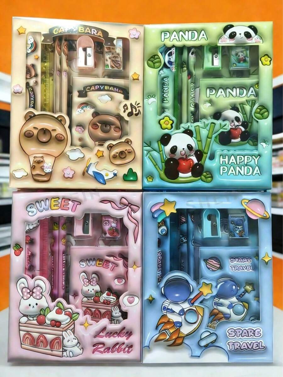 1 Set Adorable Stationery Gift Box, Water Vole Learning Supplies Set, Creative Stationery Set, 6-Piece, Stationery Set Gift Box, Birthday Gift, 2026 New Year Gift, School Supplies, Back To School Gift