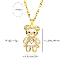 1pc 18K Gold Plated Luxury Micro-Inlaid Zirconia Cute Bear Necklace, Fashionable & Sweet Stainless Steel Clavicle Chain Jewelry, Suitable For Women's Daily Wear - 40+5cm - View 2