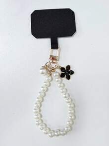 Shockproof Pearl INS Style Cherry Blossom Pearl Phone Lanyard + Anti-Lost Pad, Universal Phone Case Anti-Lost Strap, Handheld Wrist Strap, Sturdy Detachable Phone Lanyard Fixing Pad, Phone Lanyard Pearl Phone Pendant, Exquisite Short Wrist Keychain, Phone Case Handheld Chain Pendant Bag Charm Decor Spring Gift - Multicolor - View 7