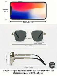 1副复古厚框时尚眼镜，朋克风格，四季皆宜 - 彩色 - 查看 2