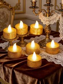 1 pièce Bougie électronique LED, or, argent, poudre rose, petite bougie de thé, décoration romantique pour proposition, éclairage cadeau de surprise pour anniversaire - lampe à bougie - Voir 9