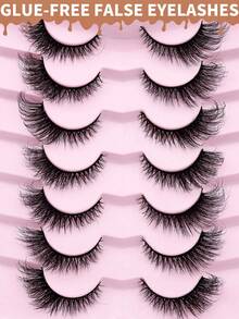 7 对卡通风格假睫毛，3D 蓬松假睫毛，猫眼假睫毛，自然浓密假睫毛，浓密睫毛嫁接，旅行必备化妆工具。 - 查看 4