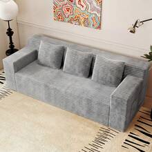 71" Love Seat Couches, Corduroy Boneless Loveseat With Deep Seats, 2 Seat Couch Apartment Size Couch With 3 Pillows&Side Pockets For Bedroom, Office, No Assembly Required - 淺灰色 - 查看 1