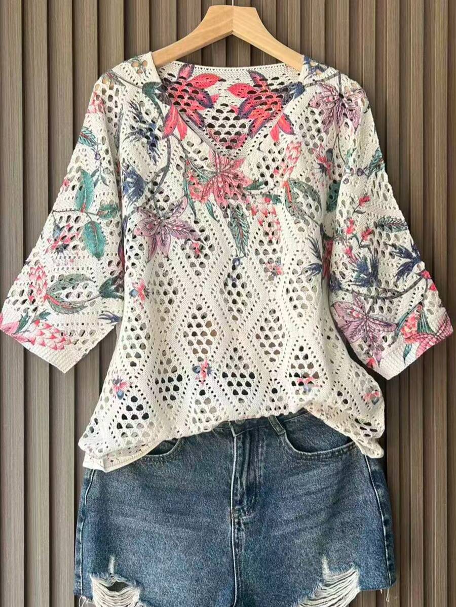 Elegant Women Knit Sweater, Spring/Summer - Pink - View 1