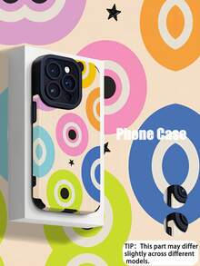 1个简约个性化炫彩彩虹与邪眼图案竖纹仿皮纹理经典防滑防摔软保护手机壳，适合作为礼物送给朋友和爱人，兼容苹果 17/17AIR/17PRO/17PROMAX - 彩色 - 查看 1