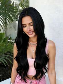 26-Inch 4*1 Small Lace Front Wig Cap, Women's Black Long Curly Wig, Suitable For Cosplay, Various Occasions And Daily Wear. Made Of High-Temperature Resistant Natural Fiber, Smooth And Realistic. - Black - View 4