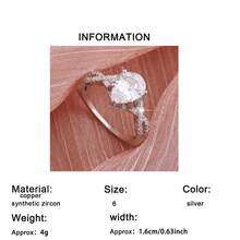 1pc Glamorous Sparkling Classic Claw-Set Cubic Zirconia Teardrop Women's Engagement Ring, Wedding Ring, Party Event Anniversary Birthday Gift - Silver - View 6