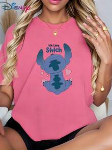 Disney Lilo & Stitch We Love Stitch Back View Graphic T-Shirt, Oversized Red TeeCrafted From Soft, Comfortable, And Durable Pure Cotton Fabric, This Round-Neck T-Shirt Is An Ideal Choice For The Spring And Summer Seasons. Suitable For A Wide Range Of Occasions-Including Daily Wear, Shopping, Parties, Travel, And Social Gatherings-It Also Makes For An Exquisite Gift. - 粉色 - 查看 1