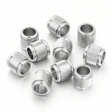 5/10颗/包 不锈钢凹槽隔珠，时尚手链项链制作珠子，低过敏性珠宝制作材料，DIY珠宝配件 - 斜紋柱大孔珠 - 查看 9