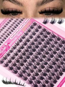 180 Stücke Flauschiges Wimpernverlängerungs-Set, enthält 5-7mm untere Wimpern & 8-16mm hochkapazitive breite -Wimpern, gemischte D-Krümmung, erzeugt natürliche, dichte, weiche, bequeme & leichte Kunstwimpern, langanhaltend & Wimpernbuch, geeignet für Alltag, Cosplay, Date & Party Make-up. - DD - Übersicht 2