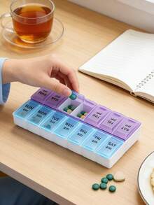 1pc New Portable 7-Day Pill Organizer Box, Mini Compact Pill Case Pill Box Pill Container, Travel Pill Pouch, Weekly Pill Box, Medication Dispenser Sealed Pill Container For Vitamins And Tablets - Multicolor - View 4