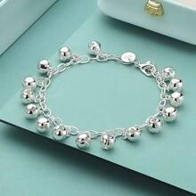 925 Silver Plated Bells Bracelet For Women Wedding Party Fashion Charm Jewelry - Silver - View 1