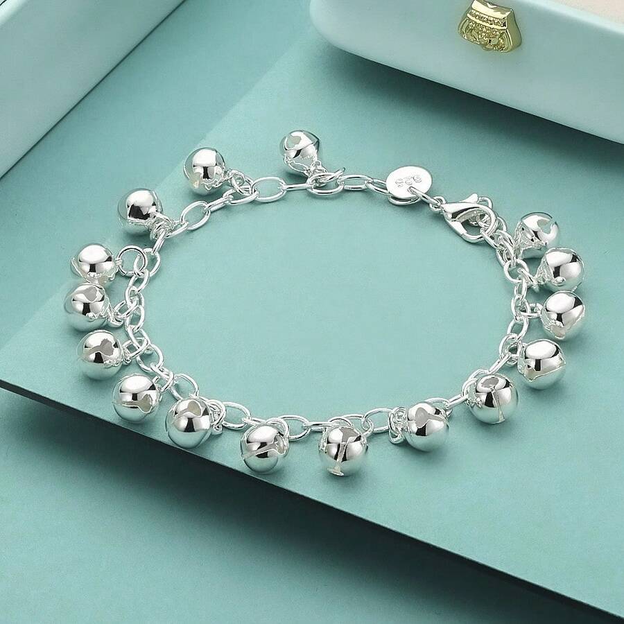 925 Silver Plated Bells Bracelet For Women Wedding Party Fashion Charm Jewelry - Silver - View 1