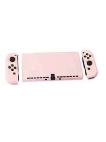1pc Pink TPU Silicone Soft Case, Full Coverage Protective Shell For Nintendo Switch OLED, Anti-Drop - View 2
