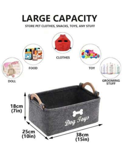 Giỏ đựng đồ chơi cho chó bằng vải nhung dính - Hộp đựng đồ chơi cho thú cưng, Giỏ đựng đồ rộng rãi cho thú cưng - Hộp đựng đa năng có thể gập lại với tay cầm chắc chắn, phù hợp để đựng đồ chơi cho chó, quần áo và đồ dùng chăm sóc thú cưng - Thiết kế dễ vệ sinh, tạo nên một ngôi nhà gọn gàng, sang trọng, không lộn xộn