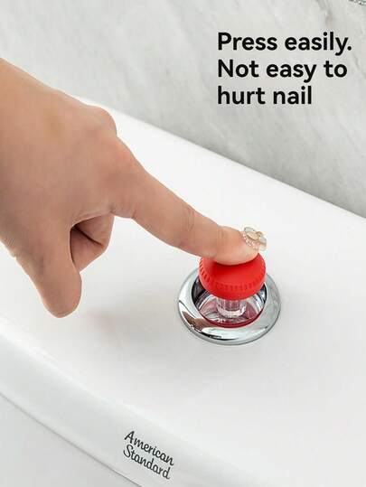 1Pc Multi‑Color Round Pattern Toilet Flush Push Button Helper Long Nails Friendly Minimalist Creative Bathroom Accessory Manicure Essential Bathroom Decor Dorm Apartment Organizer Graduation Mother's Day Housewarming Gift Household Gadget