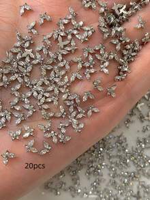 10/20 Pcs Mini Metal Butterfly Nail Charms, 3D Shiny Pink Champagne White Crystal Rhinestone Gems, Luxury DIY Decor For Acrylic & Short Nails, Jewelry Making Supplies - Multicolor - View 9