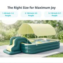 Piscina inflable de verano para adultos, para fiestas familiares, al aire libre, con tobogán colgante - Verde - Ver 6