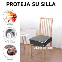 Fundas para Sillas de Comedor 4 Piezas Cubre Sillas Comedor Impermeable Transpirable y Extraíbles Elasticas y Lavables Funda Asiento Silla Comedor para Restaurante Hotel Ceremonia Banquete-Gris - Gris - Ver 4