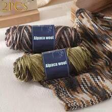 2 piezas/200g Hilo de mezcla de lana de alpaca suave y de grosor medio, adecuado para tejer, hacer punto, suéteres, chaquetas, chalecos, chales, bufandas, sombreros, proyectos de manualidades DIY - multicolor - Ver 3