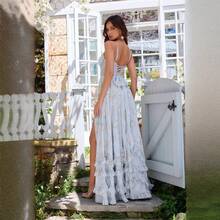 Beautiful And Unique Suspender Dress For Seaside Vacation, Super Beautiful Temperament, Waist Cinching Long Skirt, Children's Summer Casual Fashion Long Skirt - Màu xanh lam - Xem 5