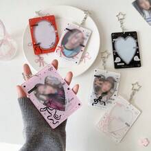 1pc Heart Hollow Hanging Card Holder 3 Inch, Idol Fan Card Display Case, Student Mini Card Wallet - Heart-shaped Cutout Card Holder - View 6