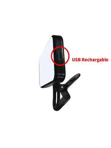 Baijun XU 1 pieza Luz Selfie LED, con 3 modos de color, mini luz portátil de clip, recargable para maquillaje, transmisión en vivo, reuniones de Zoom, compatible con teléfonos, cámaras, computadoras - Negro - Ver 4