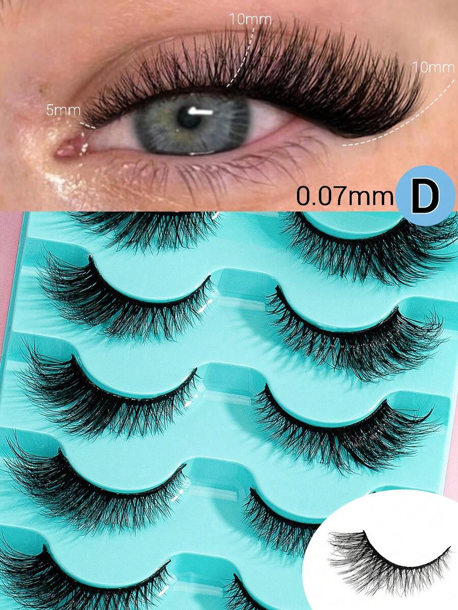 5对猫眼假睫毛，仿貂毛假睫毛，自然纤长，浓密柔软，打造纤长美睫效果 - 查看 1