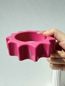 1件朋克粉紫心形铆钉不对称几何宽手链，夸张皮革树脂材质，适合日常、派对、度假佩戴 - 彩色 - 查看 11