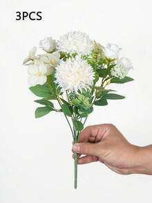 Bola bordada de flor de peônia artificial, Floral misto, Tecido de seda plástica, Botão de rosa, Festa de aniversário, Festa, Decoração, Buquê de casamento, Buquê de noiva, Decoração de casa, Restaurante, Quarto, Decoração de parapeito de janela, Decoração de vaso, Presente do Dia dos Namorados, Decoração de Ano Novo, Jardim ao ar livre, Volta às aulas, Dia dos Namorados, Presente de formatura - Branco - Visão 11