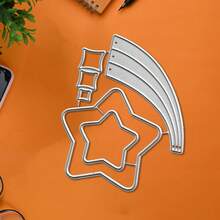 创意彩虹星形模具，DIY剪贴簿相册和压花模板，贺卡制作工具，卡片纸切割工艺品，礼品卡制作模板模切。 - 銀色 - 查看 7