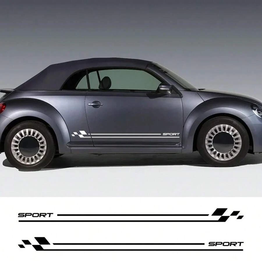 2PCS Car Door Stripe Stickers Vinyl Film Racing Style Decal For VW Beetle 2015 2009 Cabriolet Auto Tuning Accessories - Car Sticker - View 1
