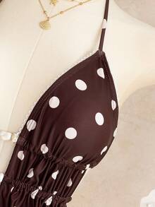 Bộ bikini 2 mảnh màu nâu chấm bi kiểu retro, xẻ tà, dành cho nữ, quần bơi buộc dây bên hông, hoàn hảo cho tiệc bể bơi và kỳ nghỉ hè trên bãi biển. - Nhiều màu - Xem 5