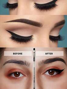 2pcs Professional Precise Eyeliner Brushes - Angled Eyeliner Brush - Ultra-Fine Flat Angled Brush Head - High-Quality Synthetic Fiber Bristles - Clear - View 1