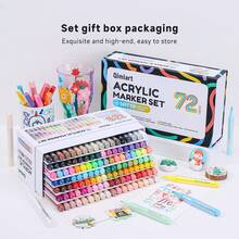 Juego de rotuladores acrílicos, punta de pincel de nailon suave, ancho de línea de 0.7-5 mm para perfilar y colorear, colores ricos, talla grande creativos, pigmentación fuerte, resistente a manchas, alta cobertura adecuada para manualidades y creación artística - marcadores - Ver 7