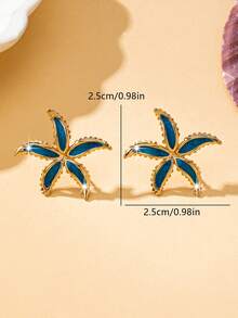 1对时尚沙滩度假休闲百搭耳环，女士，春夏款 - 粉色 - 查看 6