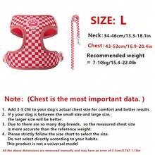 Red Plaid Dog Harness & Leash Set, Adorable Paw Print Decor Pet Vest With Matching Leash, Soft & Breathable Suitable For Small To Medium Dogs Walking Supplies - Red - View 9